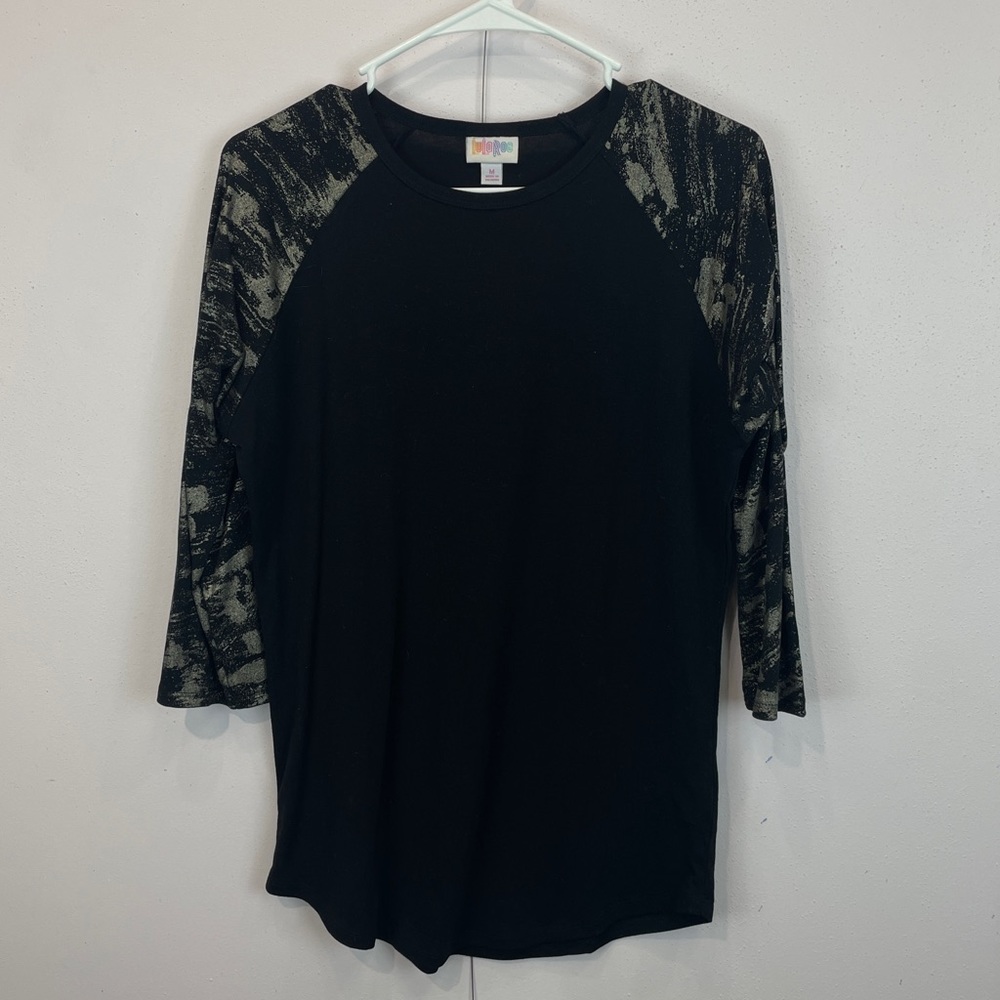 Metallic print baseball tee